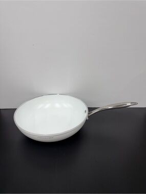 White Ceramic Nonstick Frying Pan with Stainless Handle